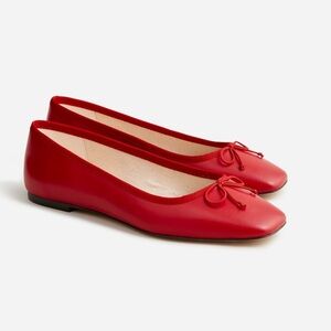 J. Crew Quinn Square-Toe Ballet Flats in Leather